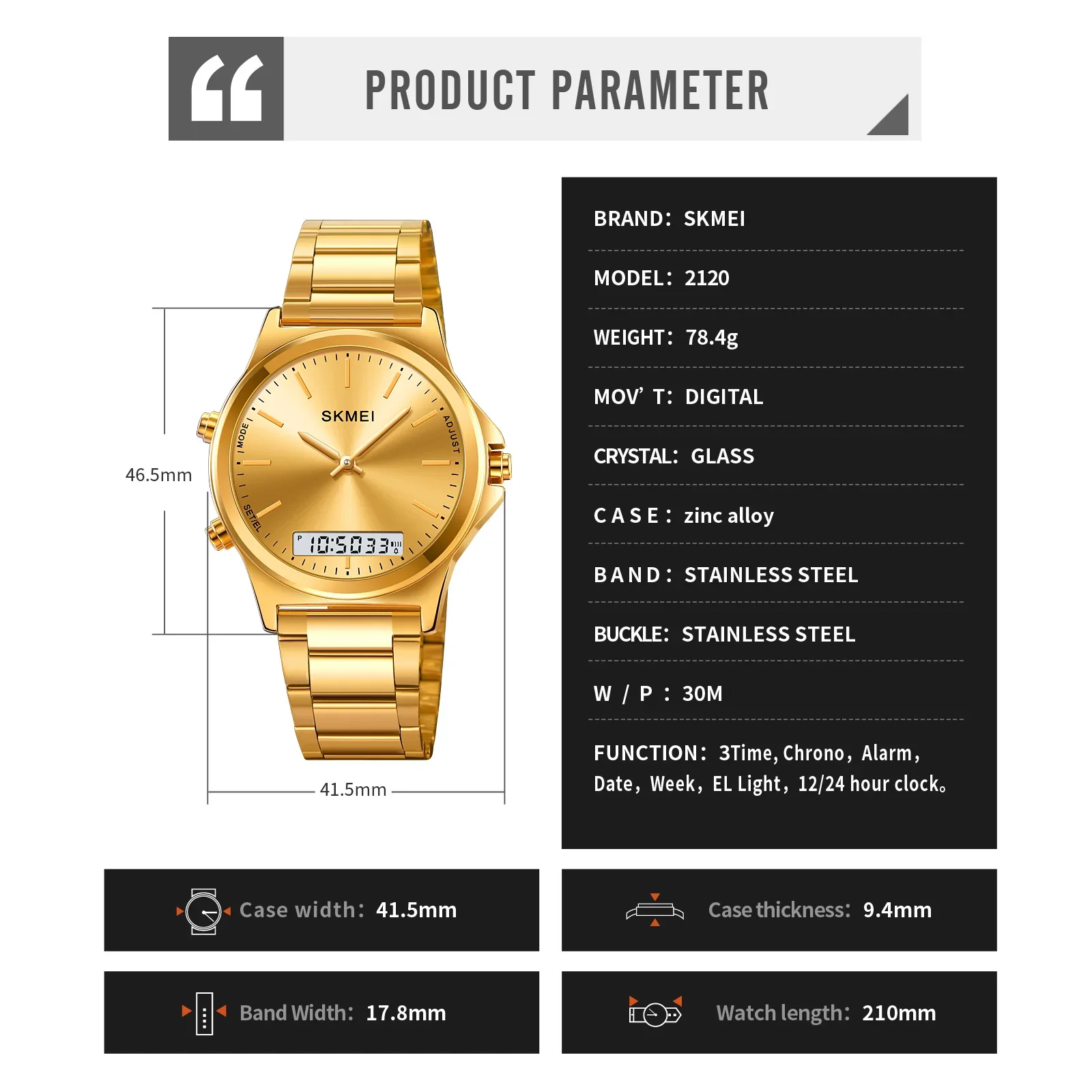 Reloj SKMEI 2120 reloj hombre 3 tiempo pantalla de luz trasera reloj cronógrafo Digital relojes deportivos relojes de pulsera con alarma impermeables para hombre