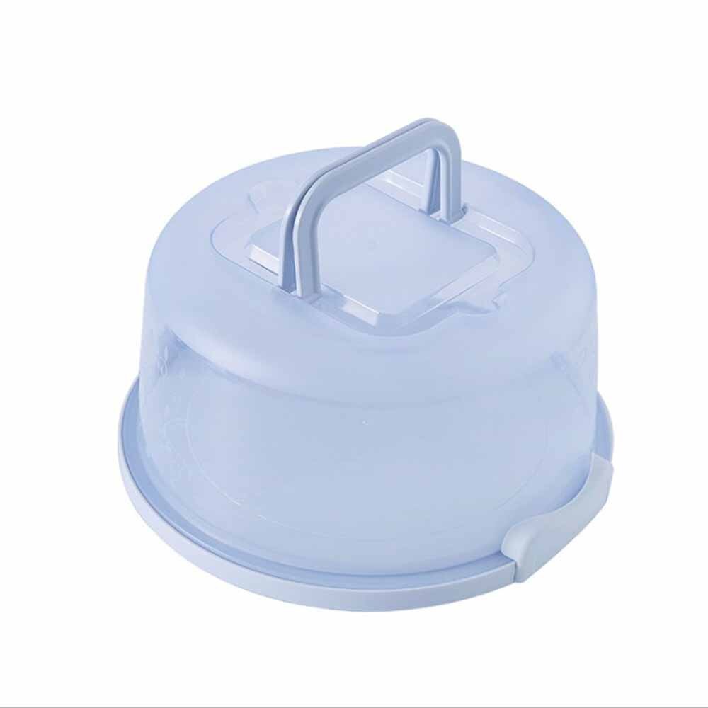 Portable Cake Storage Box Round Birthday Wedding Kitchen Baking Container Holder Cake Box Cupcake Dessert Fruit Storage Carrier: Blue
