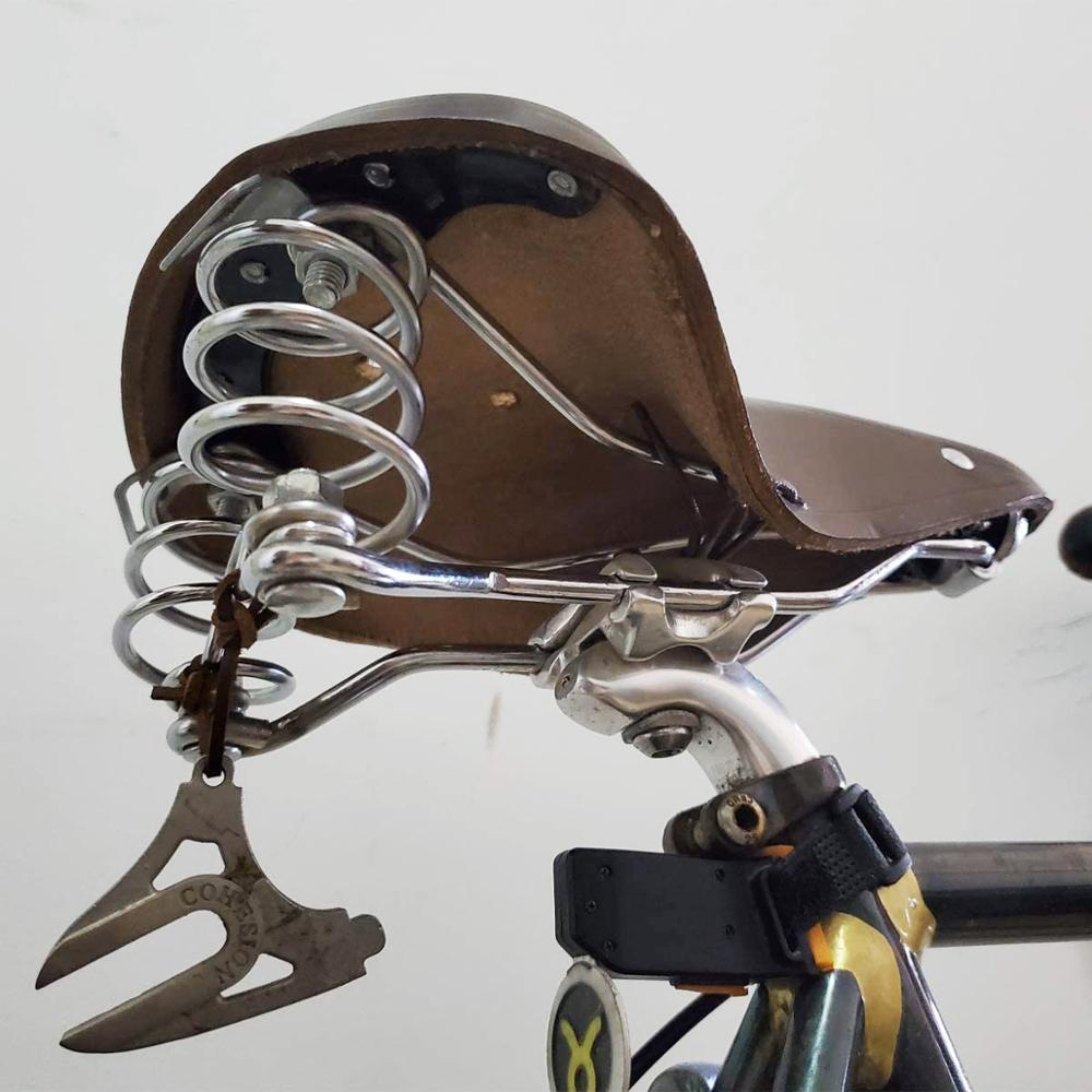 Cojín de cuero marrón oscuro para bicicleta, asiento Retro de doble Primavera, alfombrilla para asiento delantero, accesorios para bicicleta de carretera