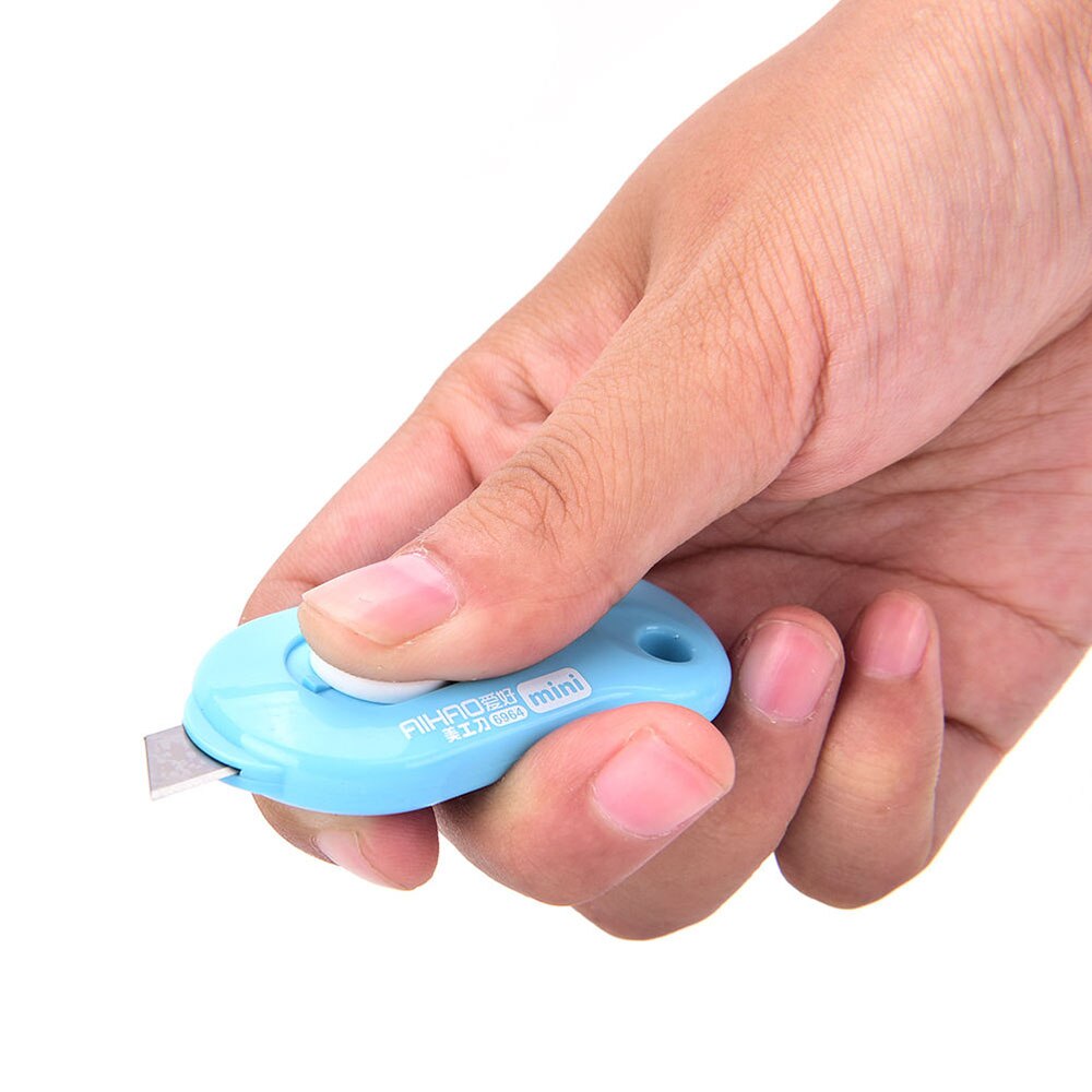 1pc Cute Solid Color Mini Portable Utility Knife Paper Cutter Cutting Paper Express Box Opener Office Letter Cutter Stationery