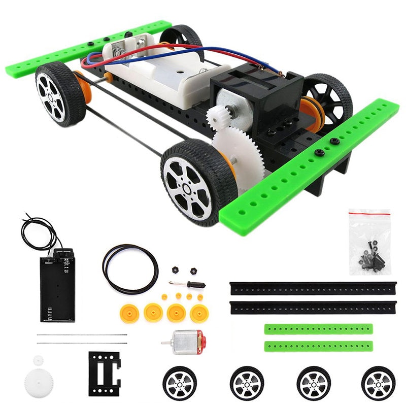 Aankomst Zelf Montage Diy Batterij Aangedreven Mini Auto Model Kit Kinderen Kids Educatief Niet Remote Tontrol Speelgoed Auto