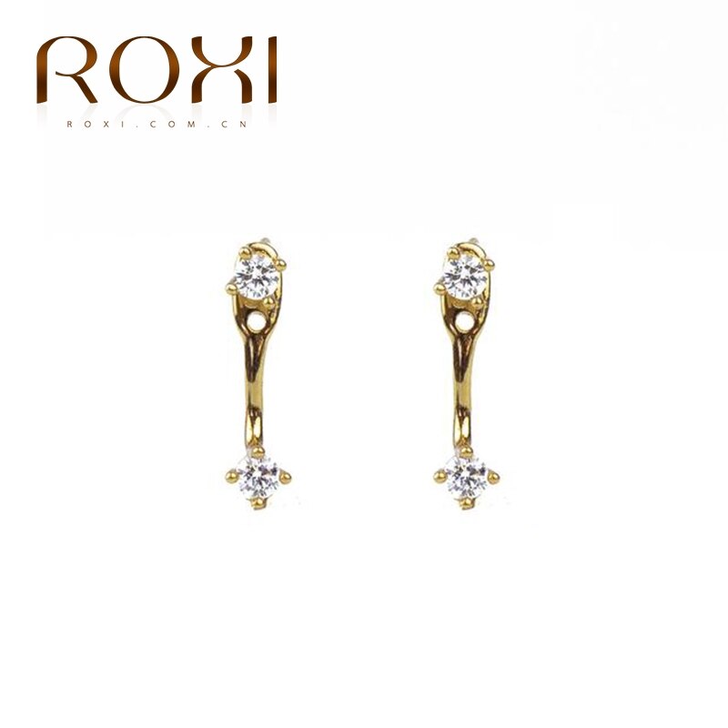 ROXI Silver 925, joyería con incrustaciones, aretes en forma de C para mujer, colgante frontal Simple en forma de C, pendiente, Pendientes Brincos