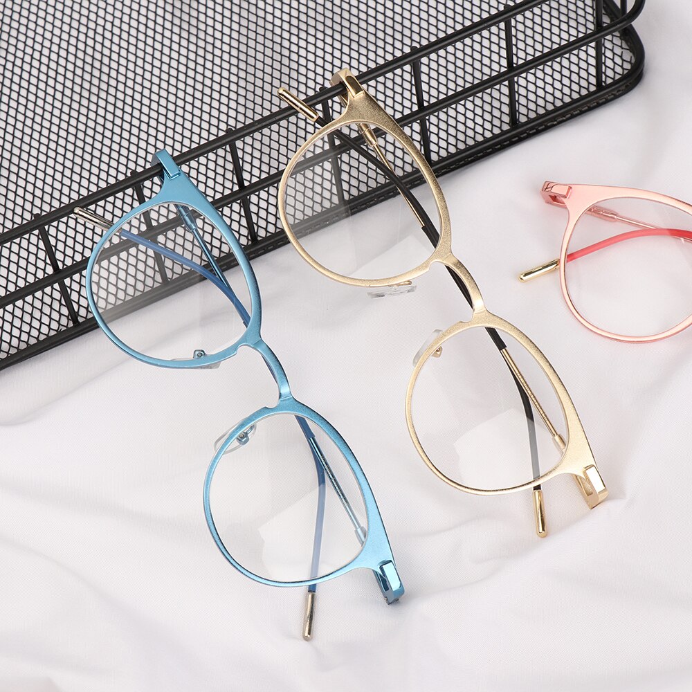 Ultra let stel metal briller kvinder mænd vintage rund stel computer beskyttelse briller ultra lette briller