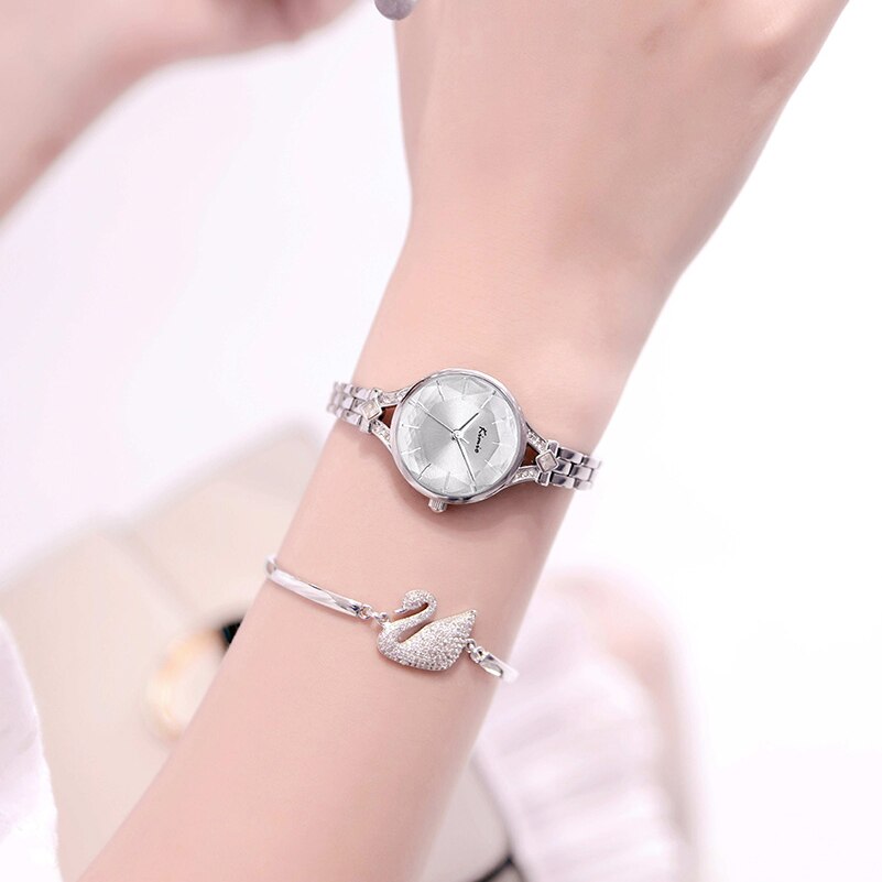 Kimio Frauen Uhren Quarz Armbanduhr Edelstahl Armbinde Uhr exquisit Strass Kleid Uhr Montre Femme