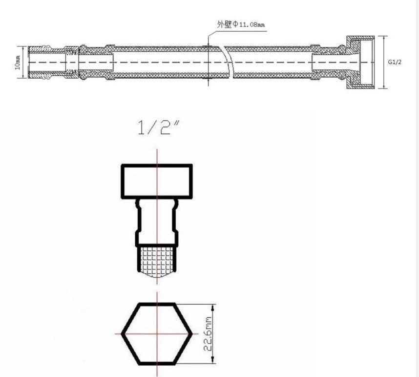 Shower Hose Pipe Water Inlet Hose For Bath Stainless Steel Bathroom Accessories Water Heater Connection Cold Mixer Pipe G1/2
