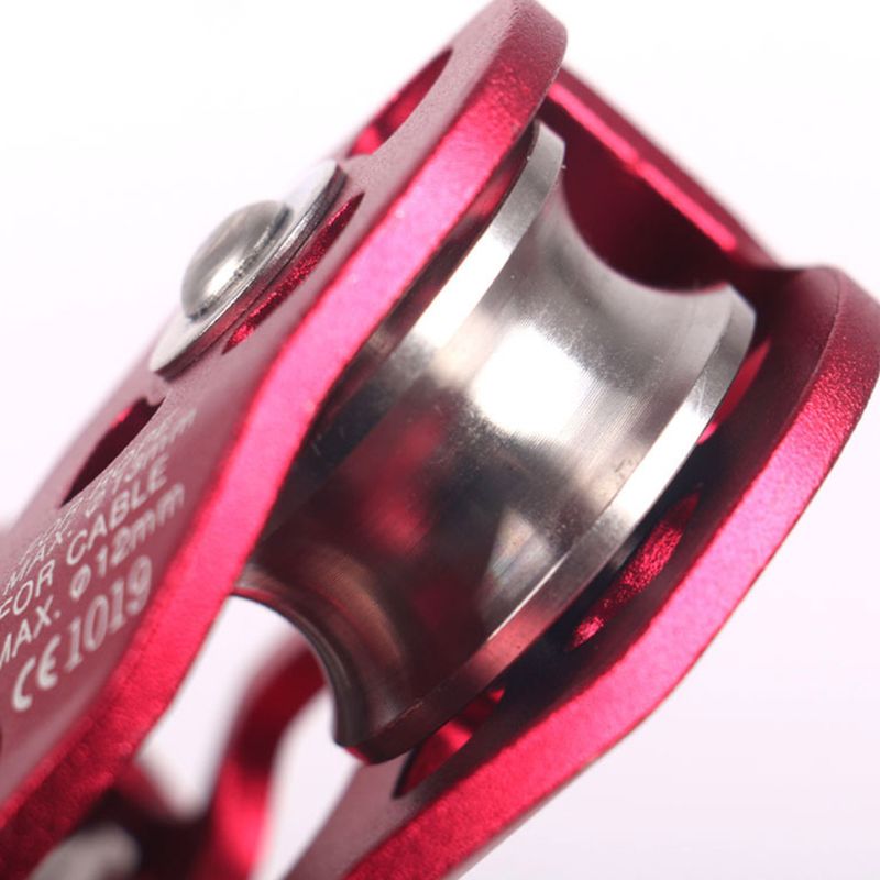 30KN Double Trolley Pulley Aluminum Zip Line Rock Climbing Mountaineering Rescue Lifting Tandem Pulley Camping Hiking