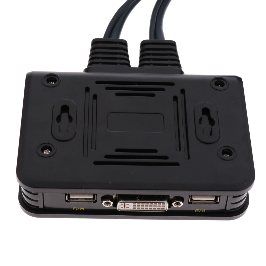 2-Poort Usb Dvi Kvm Switch Converter Met Kabel Voor Muis Toetsenbord Zwart