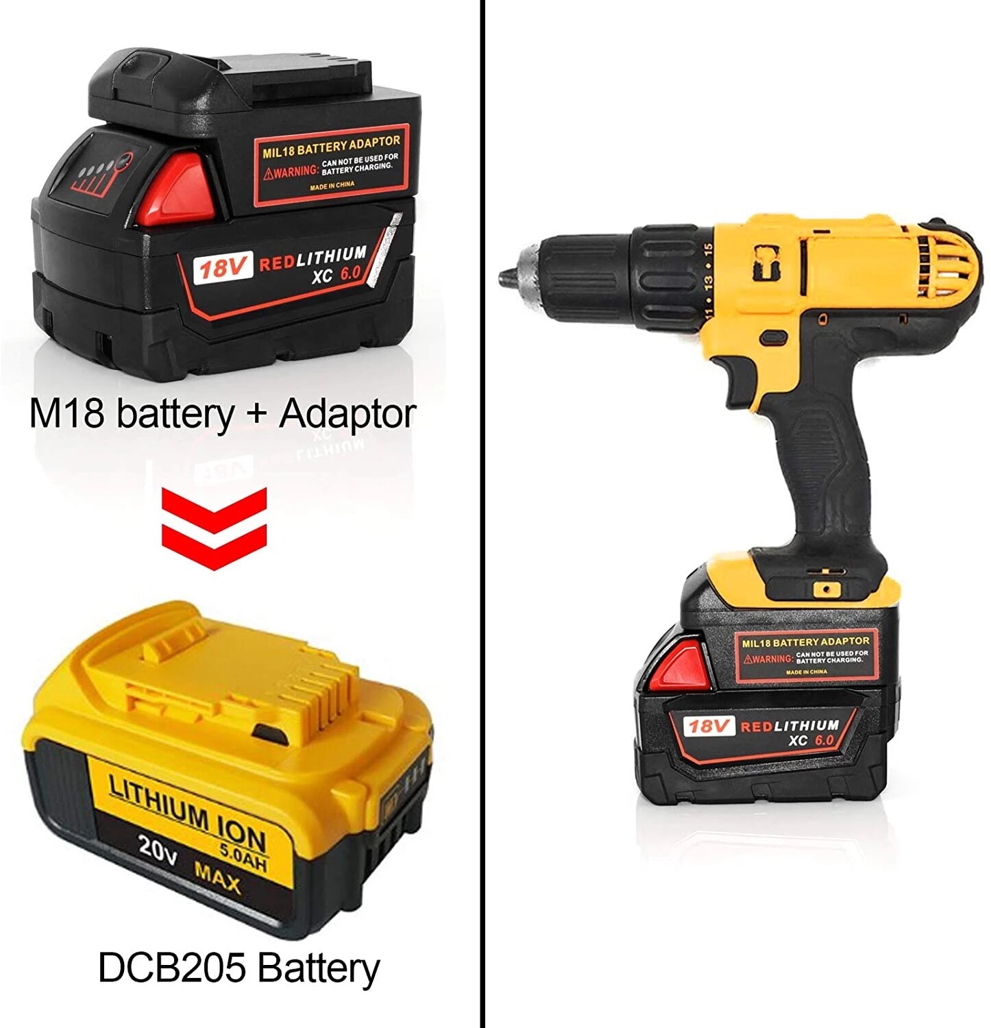 MIL18DL Batterij Converter Adapter Voor Milwaukee M18 Serie Converteren Naar 20 V Batterij Gebruik Voor Dewalt 18/20 Volt Power Tool