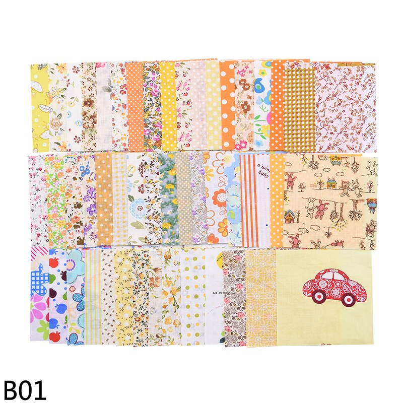 Tecidos quadrados de algodão 50 peças, 10*10cm mix tecido de patchwork costura acolchoado tecido para patchwork bordado diy feito à mão material: B01 yellow orange