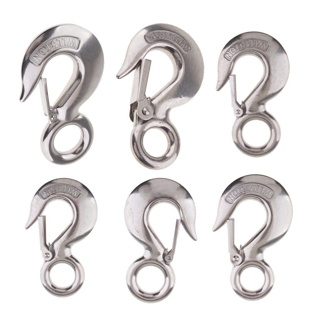 Marine Stainless Steel Clevis Hook Spring Loaded Safety Latch Universal for Winch Cable ,Tow Crane Lift: Blue