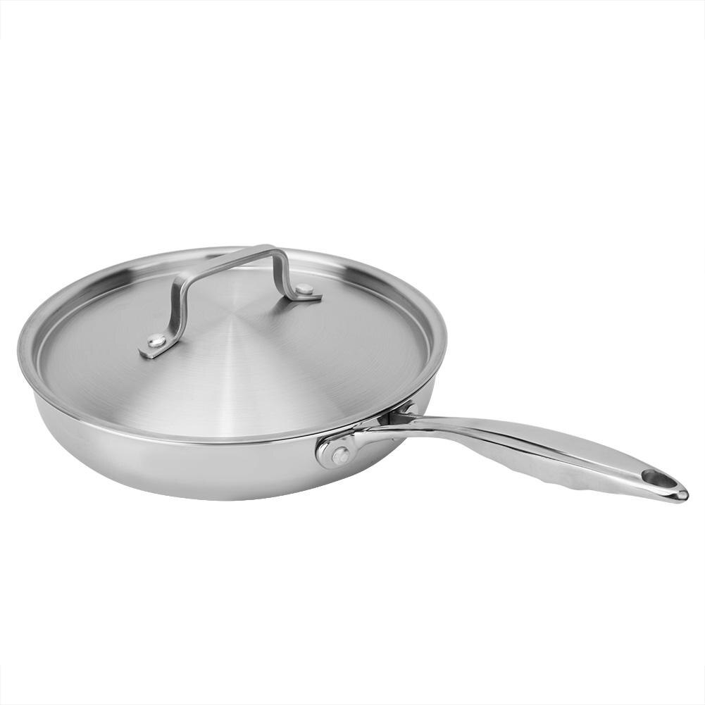 Sartén antiadherente plana de tres capas de acero inoxidable 304/403 de 24cm con cubierta de olla nueva