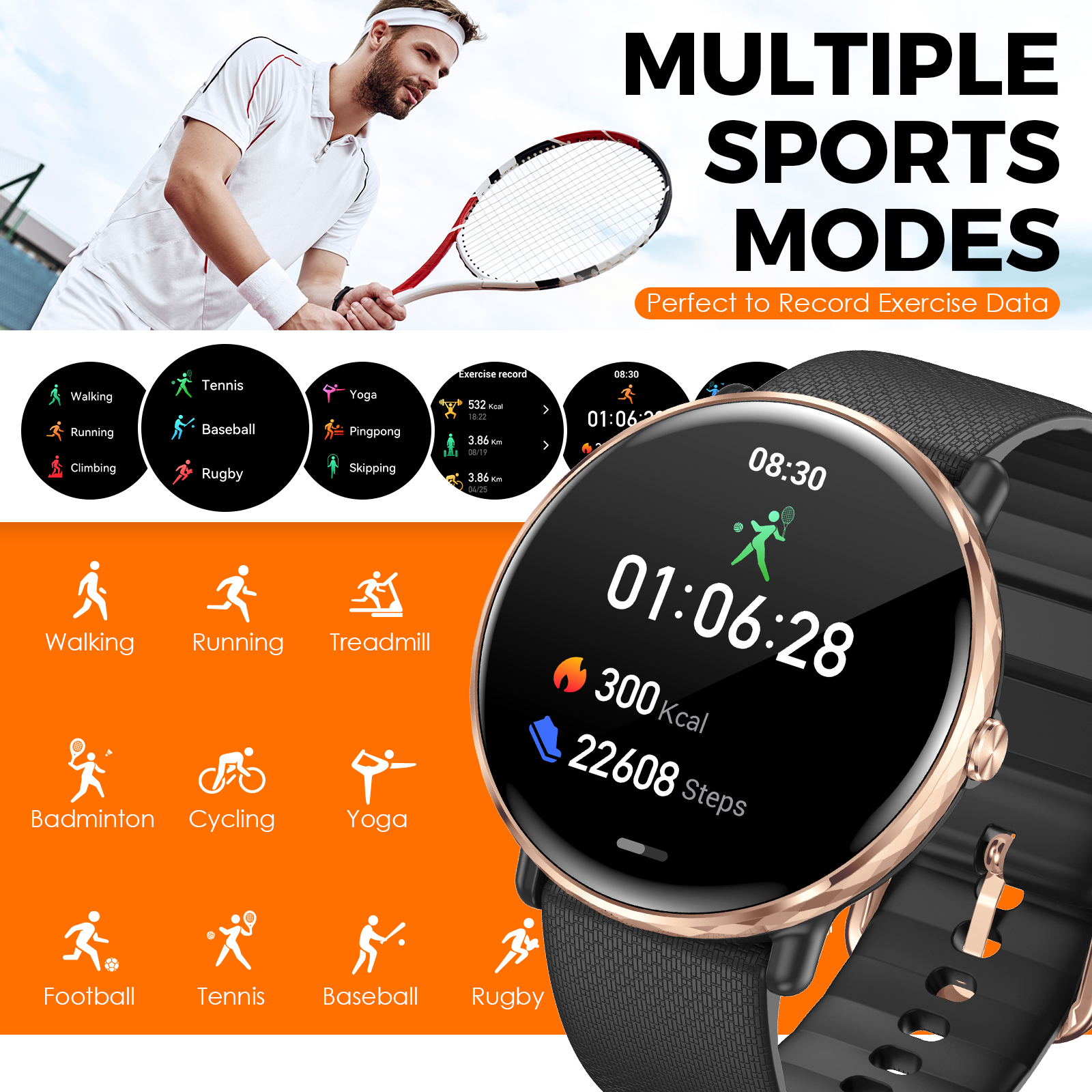 EIGIIS 2024 nowy inteligentny zegarek 1,43 "wodoodporna ocena IP68 AMOLEDMęskie i damskie modne zegarki sportowe śledzenie połączeń Bluetooth