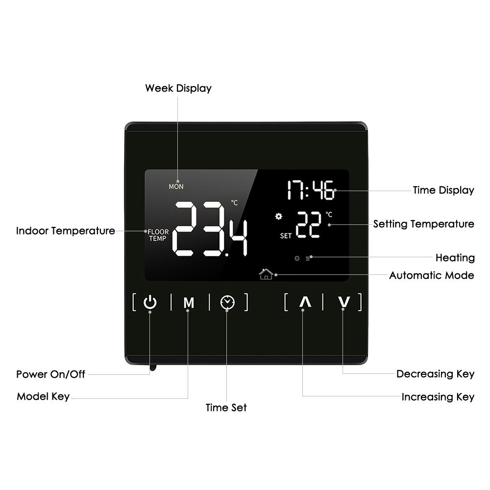 Smart Thermostat LCD Touchscreen Thermostat Programmable Electric Floor Heating System Thermoregulator Temperature Controller