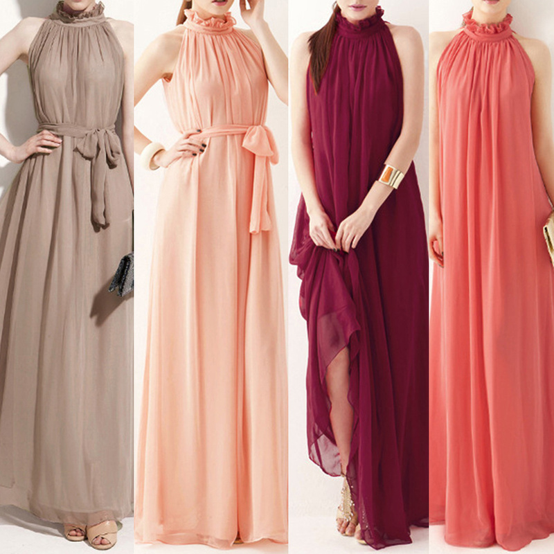 Zwangerschap Jurk Moederschap Jurken Vrouwen Jurk Chiffon Lange Jurk Halter Tuniek Mouwloze Geplooide Maxi Jurk Party Jurken