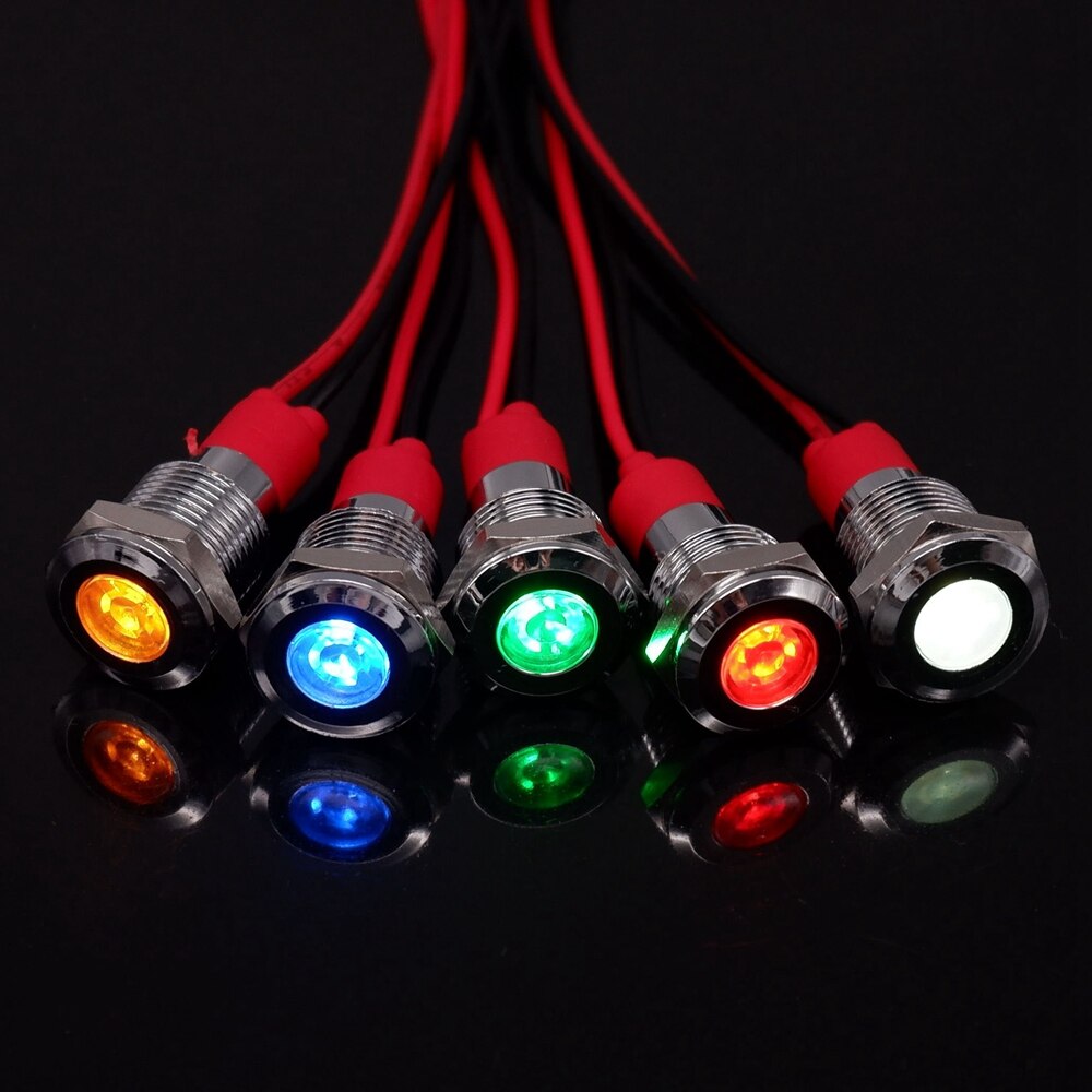 1PC 10mm Indicator Light LED Metal Signal Lamp 3V 5V 6V 12V 24V 220V Red Yellow Blue Green White Highlight Dustproof