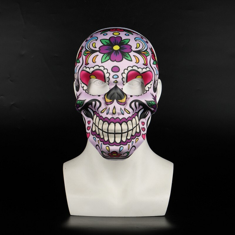 7 Type Halloween mexicain jour de la mort crâne imprimer doux masques hommes mascarade barre fête Cosplay accessoire avec ficelle élastique: E0204-f