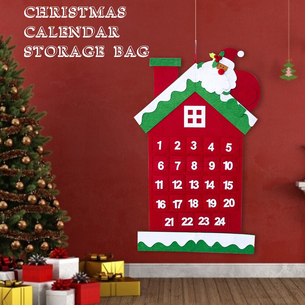 Christmas Calendar House Countdown Calendar Door Wall Hanging Ornament Pendant for Christmas Decoration