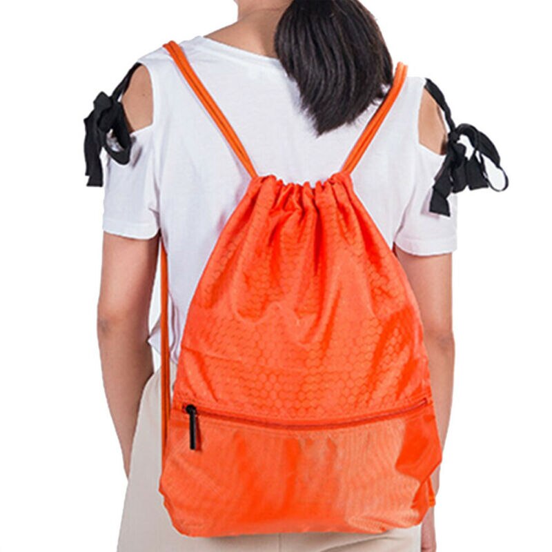 Mochila de nailon con cordón impermeable portátil para estudiantes, mochila de ciclismo deportivo con cordón, organizador de ropa y zapatos