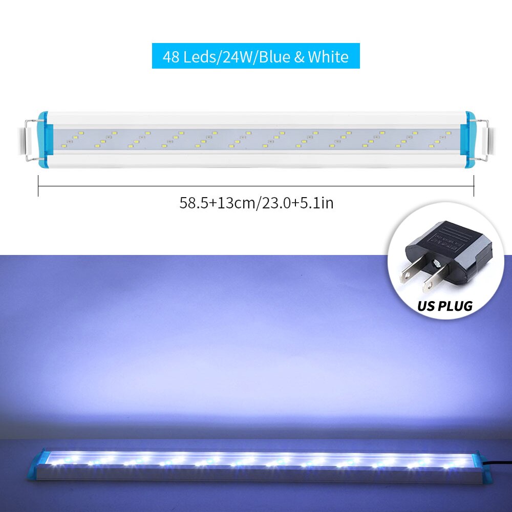 Super Slim LEDs Aquarium Lights Clip-on LED Plants Grow Light Aquatic Freshwater Lamps Waterproof Lamp For Fish Tanks 18-71CM: SZD-L60BW-US