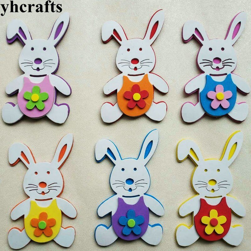 1bag/LOT,EVA foam 3D rabbit without stickers Kindergarten crafts Scrapbooking kit.Pocket craft Easter crafts Classic toys OEM: 6PCS 13.7x8.2cm