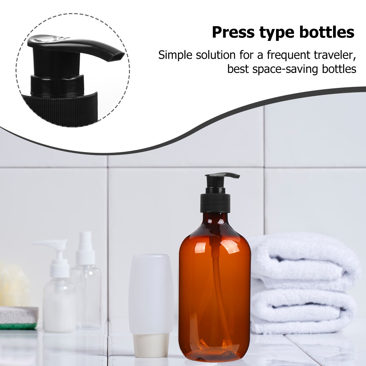 4Pcs 500 ML Lotion Bottles Travel Set Refillable Shampoo Lotions Liquid Sub Bottles for Hotel Home Bathroom Business Travel A50