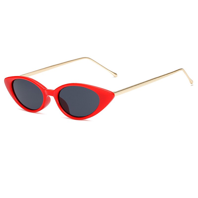 Ladies Cat Eye Sunglasses Women Brand Small Frame Sun Glasses for Female Trend Glasees UV400 O5: C6 Red-Grey