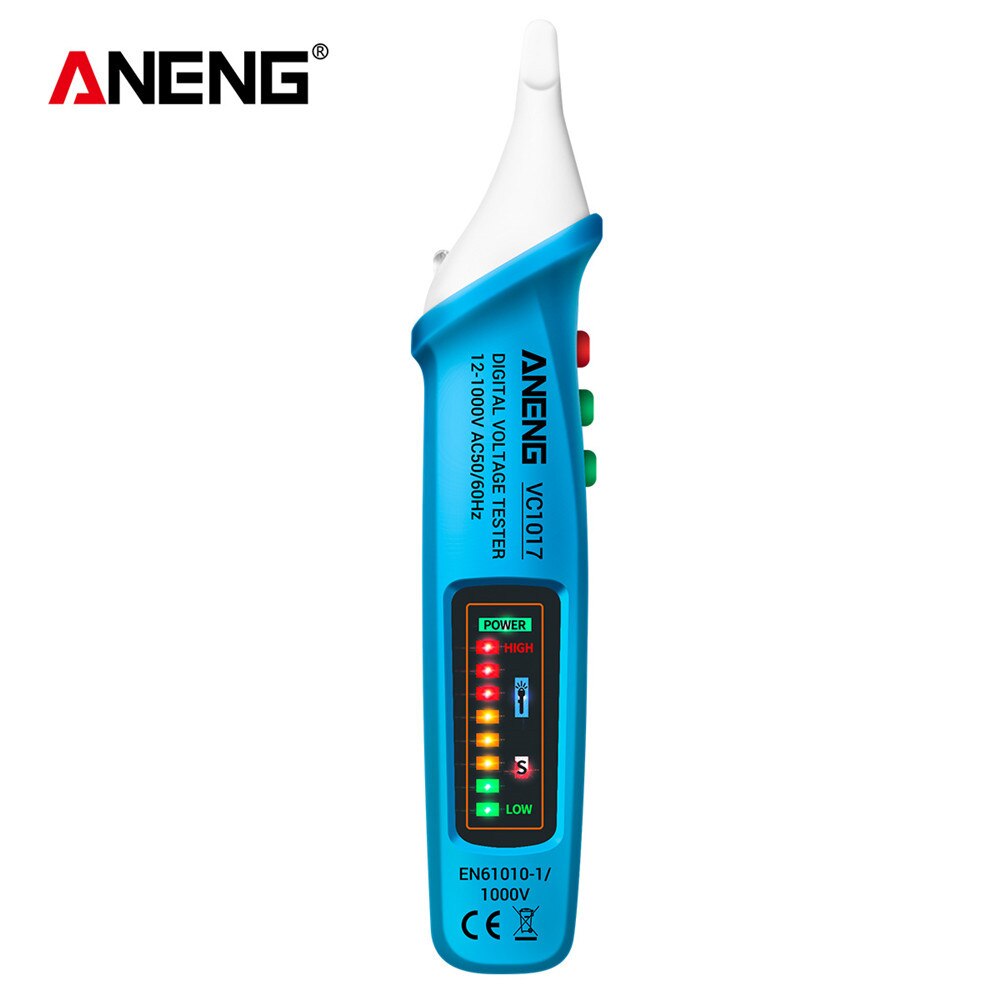 ANENG VC1017 herramientas electricista voltimetro boligrafos 12v digital tester boligrafo coche electricidad comprobador de voltímetro metro medidor consumo instrumentos eléctricos detector de voltaje sin contacto: blue
