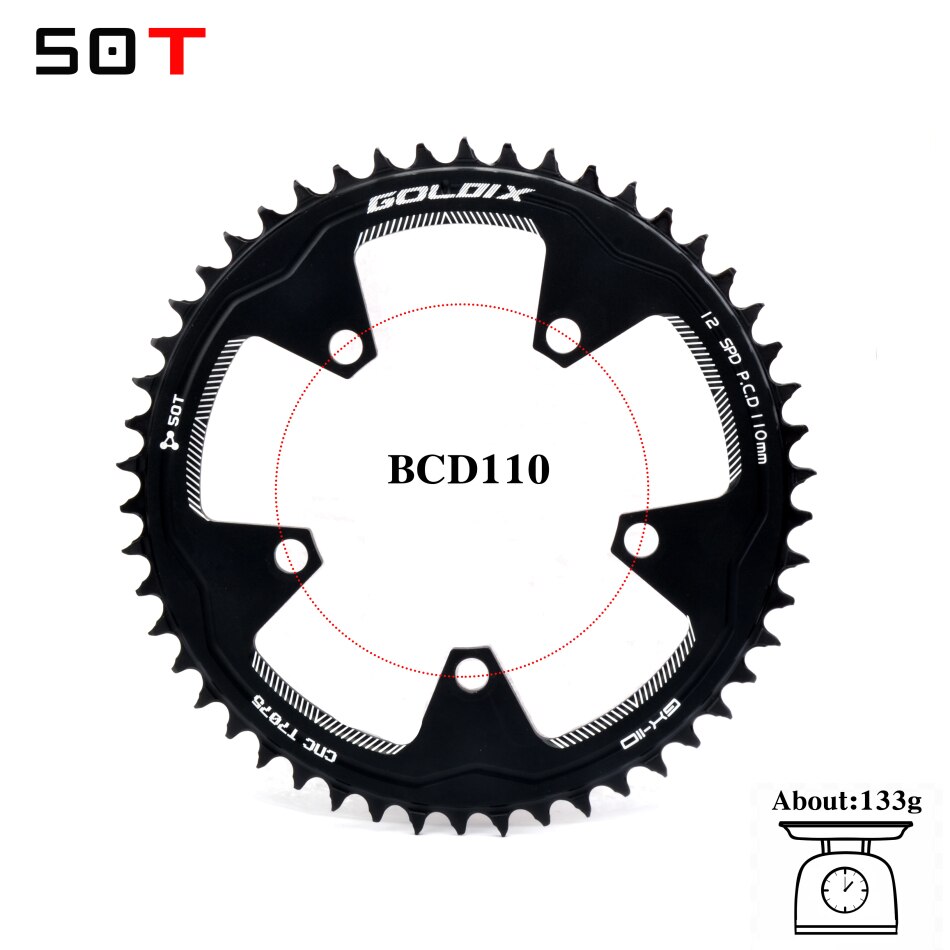 Goldix 110/5 Bcd 110BCD Racefiets Smalle Brede Kettingblad 38T-58T Fiets Kettingblad Forshimano Sram Fiets Crank accessoires: 110 BCD 50T