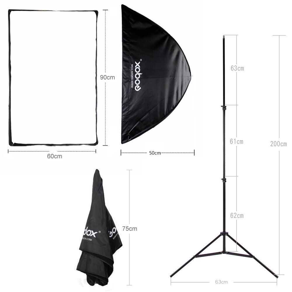Godox 60*90cm 24" * 35" Honeycomb Grid Rectangle Umbrella Softbox Light Stand Shoe Holder Bracket Kit for Speedlite Flash