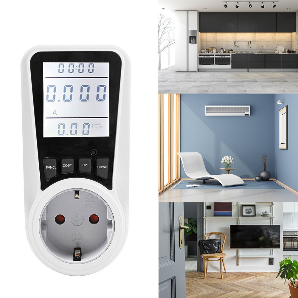 240V AC Digital LCD Power Meter Wattmeter Socket Wattage KWV Energy Meter FR US UK AU BR Plug Measuring Outlet Power Analyzer