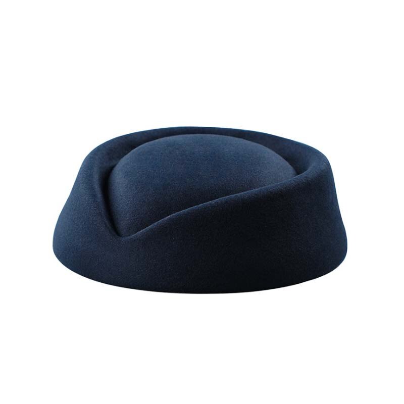 Gode kvinder uld kasket stewardesse pilleæske hat filt baret dråbefascinator base sød: Marine blå