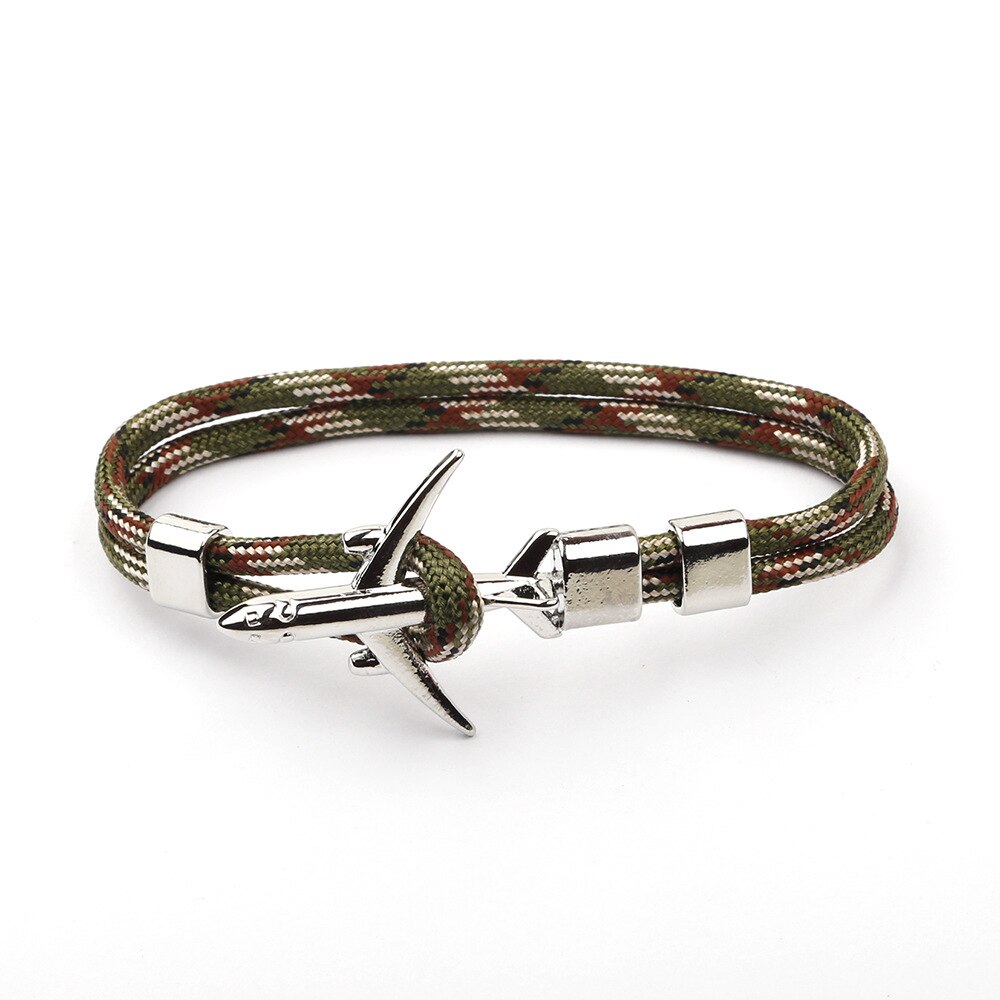 Gevlochten Armbanden Mannen Charm Rope Chain Vliegtuig Anker Armband Mannelijke Vrouwen Air Vliegtuig Stijl Gevlochten Armband Sport Haak: 3