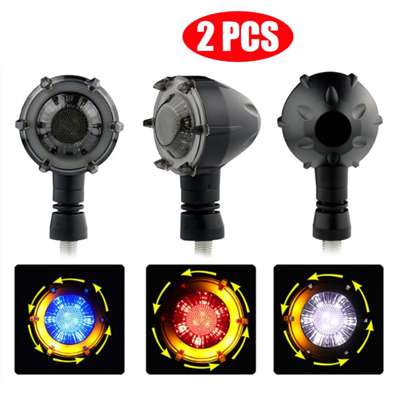 2Pcs Universal Motorcycle Drl Richtingaanwijzer Motorbike Led Indicator Dagrijverlichting Vloeiende Rem Strobe Flash DC12V