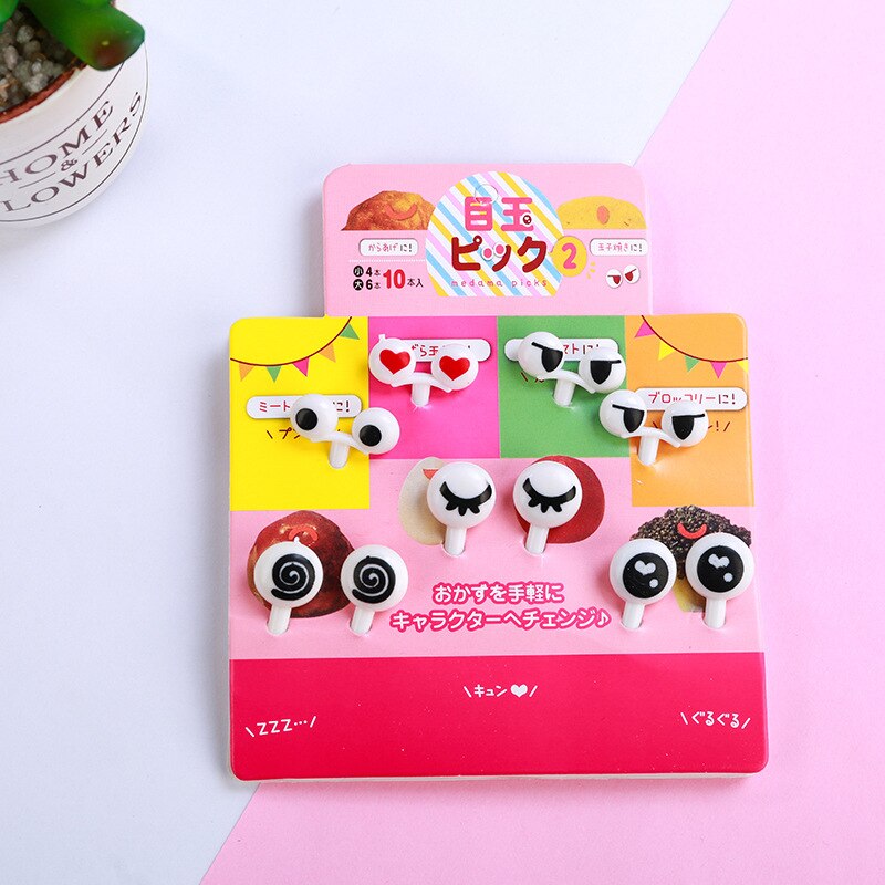 6/10pcs Cute Mini Bento Fork Set Food Picks for Kids Cartoon Animal Farm Toothpicks Children Fruit Forks Bento Accessories: C