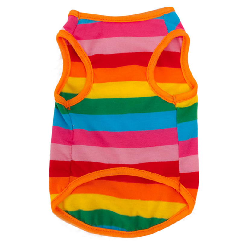 Nieuw Regenboog Streep Huisdier Shirt Vest Hond Kleding Puppy Kat Kleding Kostuum Kleding Voor Teddy Zomer Kleding