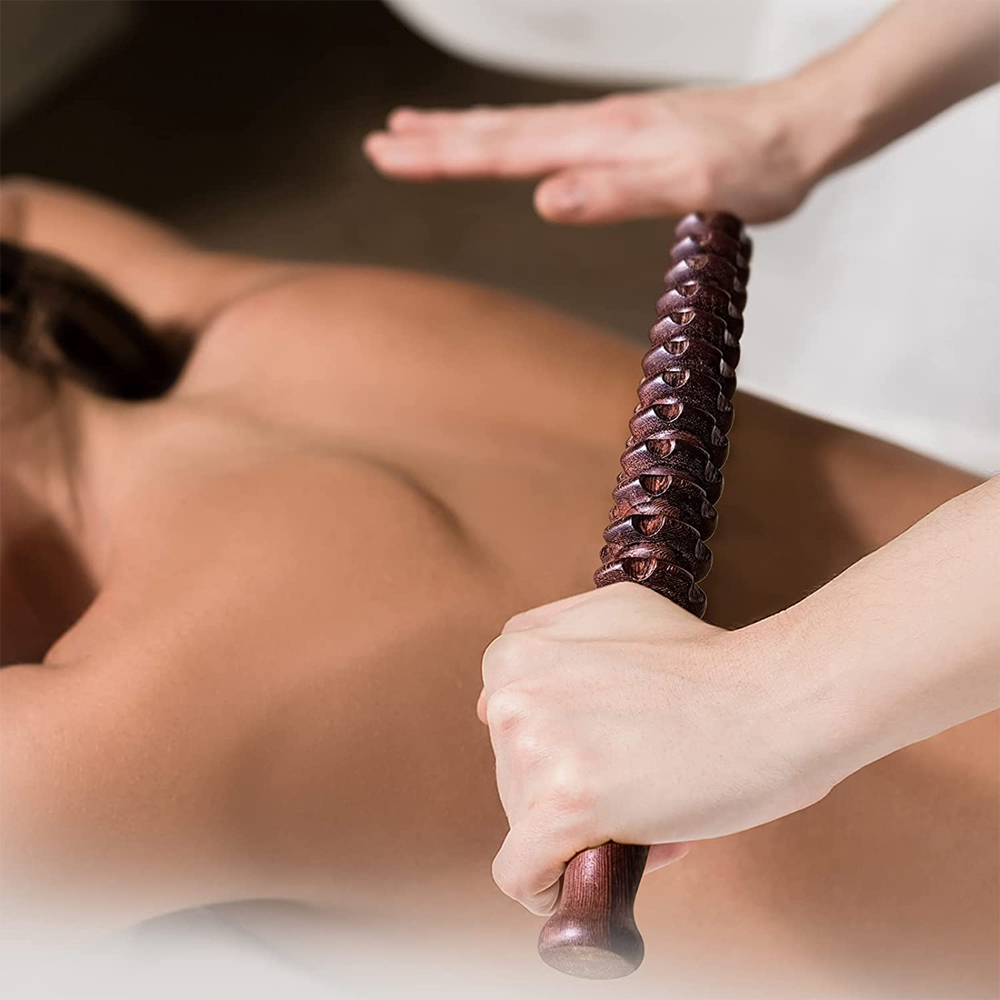 Manuelles Massagegerät aus Holz, Handroller, Triggerpunkt-Massagestab für Faszien, Cellulite, Muskeln und Bauch, Körpertherapie-Massagegerät