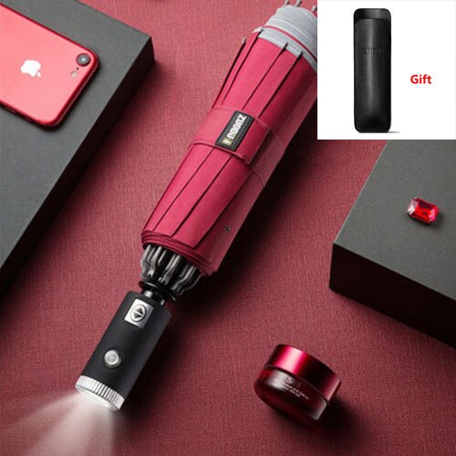 Xiaomi Zuodu Reflektierende Regenschirm männer Automatische Regenschirm Lampe Umge Weibliche sonnig Regen Klapp Automatische UV Großen Regenschirm: mit LED rot