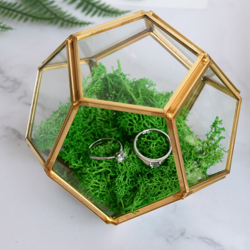 Uregelmæssig glas geometrisk saftig planter vase terrarium beholder diy kasse smykker ringbærer pude til bryllupsdekorationer