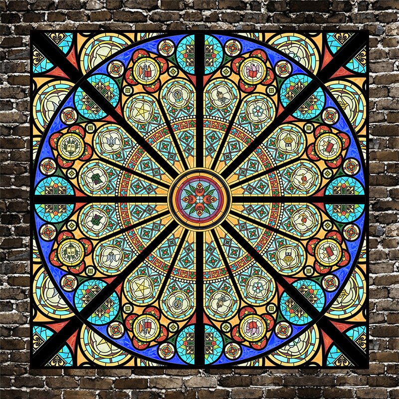 Europæisk retro kirke malet elektrostatisk frostet farvet glas vinduesfilm pvc selvklæbende kirke hjem folie klistermærker