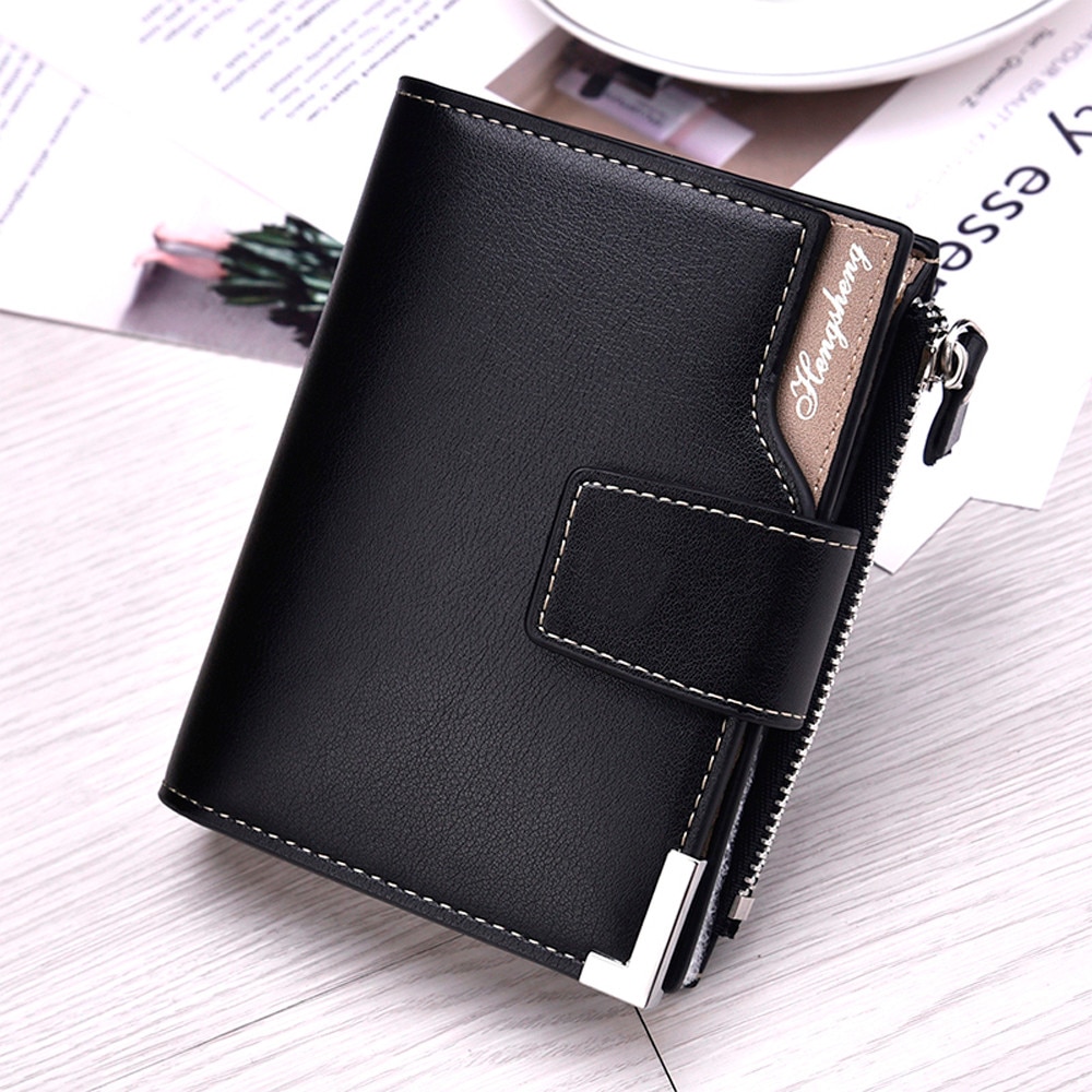 Korte Portemonnee Mannen luxe Pu Leather Man Purse Kaarthouder Portemonnee Mode Rits Portefeuilles Carteira Masculina