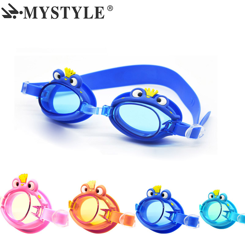 Mystyle Zwembril Kids Cartoon Kikker Hd Waterdicht Anti-Fog Kinderen Zwembril 4 Kleur Swim Bril Voor Jongens meisjes