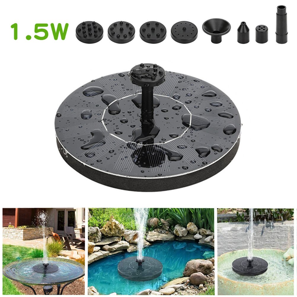 Mini Solar Power Water Fountain Garden Pool Pond 18-45cm Outdoor Solar Panel Bird Bath Floating Water Fountain Pump Garden Decor: 1.5W