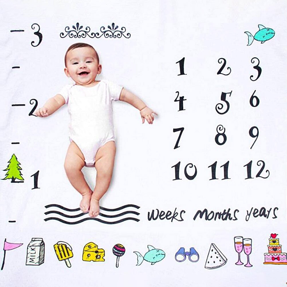 Bebê mensal marco cobertor foto fotografia cobertor pano de fundo calendário bebê tapete macio foto acessórios 100x100: D