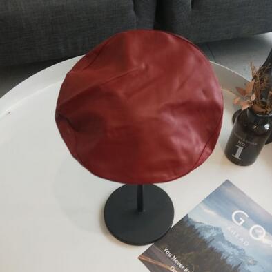 Dames leren baret hoed franse petten schildershoeden dames effen pu baretten: Rood