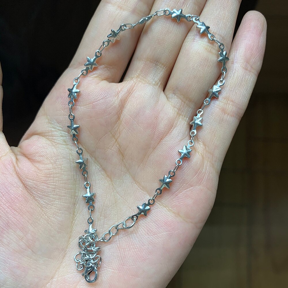 Charm bransoletka naszyjnik kobiety biżuteria lina ze stali nierdzewnej łańcuchy gwiazdy bransoletki nigdy nie zetrzeć bransoletki prezenty 2021 USENSET: Necklace 45cm-5cm / c5