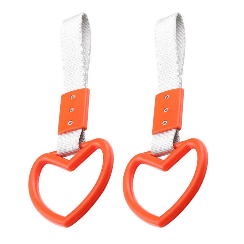 2 stk hjerteform jdm tsurikawa styling bagkofanger håndtagrem bil advarselsring drift charme interiør udvendigt: Orange