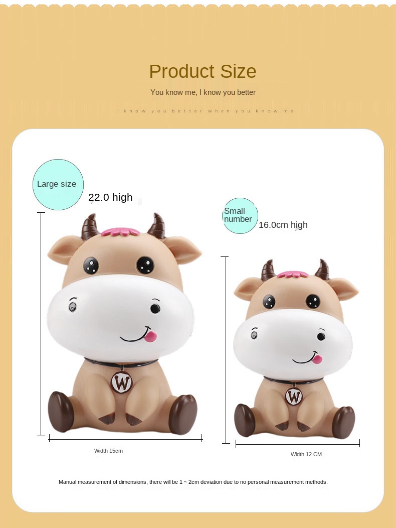 Lovely cartoon cow piggy bank -proof children can save Year of the Ox piggy bank for boys and girls ornaments