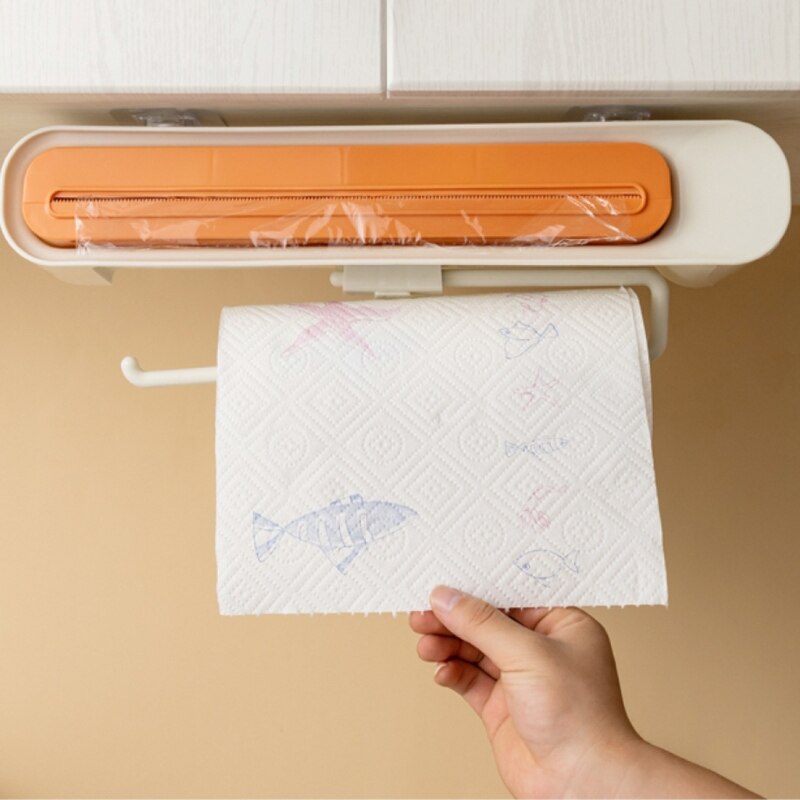 3in1 Food Wrap Dispenser Foil Cling Sharp Cutter Preservative Film Wrap Storage B03E