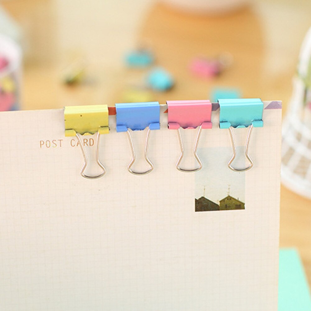 Clips de Metal coloridos para encuadernación, suministros de papelería de oficina, , , , 15mm, 60 unids/lote
