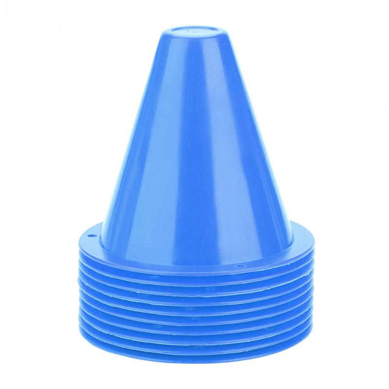 10 stück/set fußball-trainingsmarker, 8cm fußball-, rugby-, skating- und skateboard-platzmarkierungen, pe-kegelplatten, geschwindigkeitstrainingsgeräte: Blau